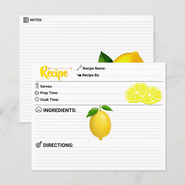 Perfect 2 Sided - Modern Refill Lemon Recipe Card (Vorne/Hinten)