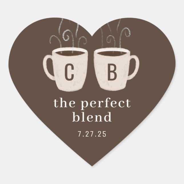 Perfect Blend Couple Mugs Favor Herz-Aufkleber (Vorderseite)