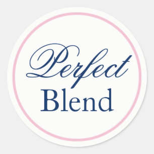 "Perfect Blend"-Hochzeitskleber - Rosa/Navy Runder Aufkleber