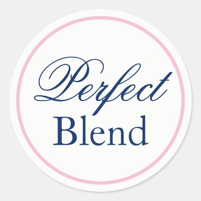 "Perfect Blend"-Hochzeitskleber - Rosa/Navy Runder Aufkleber (Vorderseite)