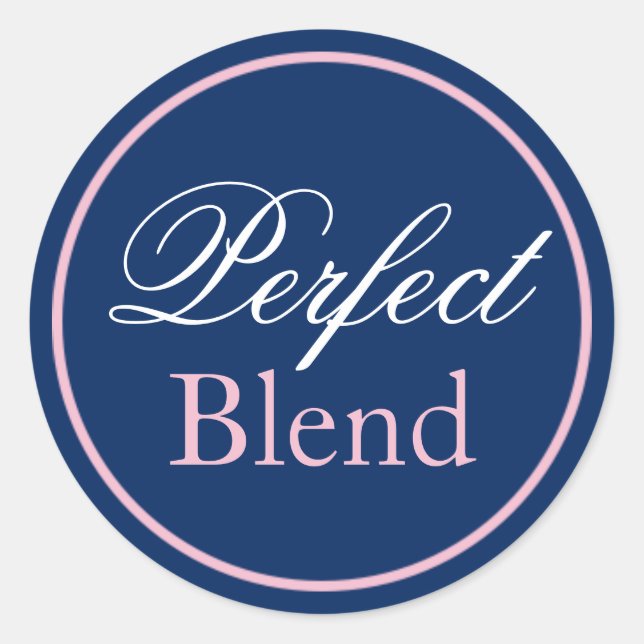 "Perfect Blend"-Hochzeitskleber - Rosa/Navy Runder Aufkleber (Vorderseite)