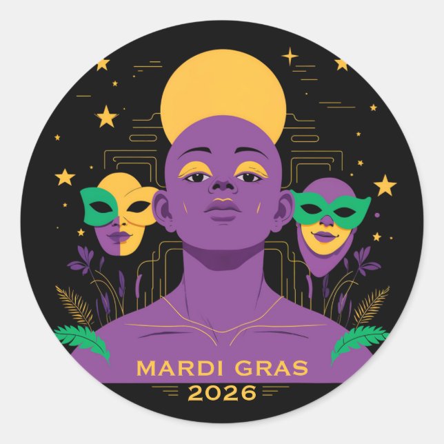 Perfect for Mardi Gras 2026 Runder Aufkleber (Vorderseite)
