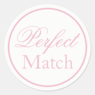 "Perfect Match" Hochzeitsaufkleber Rosa Runder Aufkleber