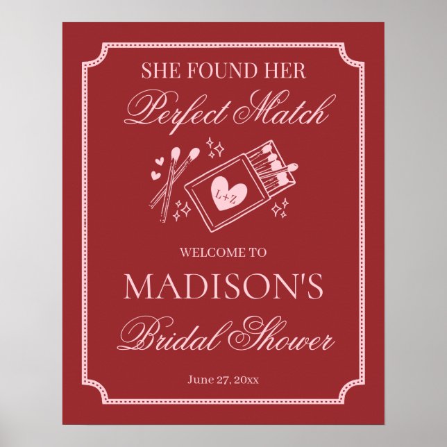 Perfect Match Made in Heaven Bridal Shower Welcome Poster (Vorne)
