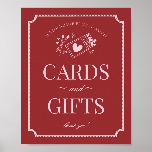 Perfect Match Matchbox Bridal Shower Cards & Gifts Poster (Vorne)