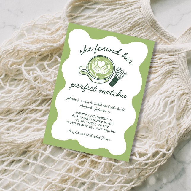 Perfect Matcha Green Tea Hand Drawn Bridal Shower Einladung (Perfect Matcha Green Tea Hand Drawn Bridal Shower Invitation)