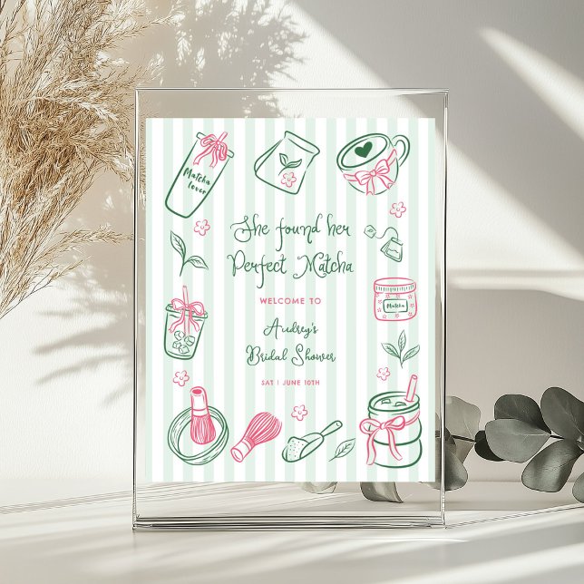Perfect Matcha Stripes Bridal Shower Welcome Sign Poster (Von Creator hochgeladen)