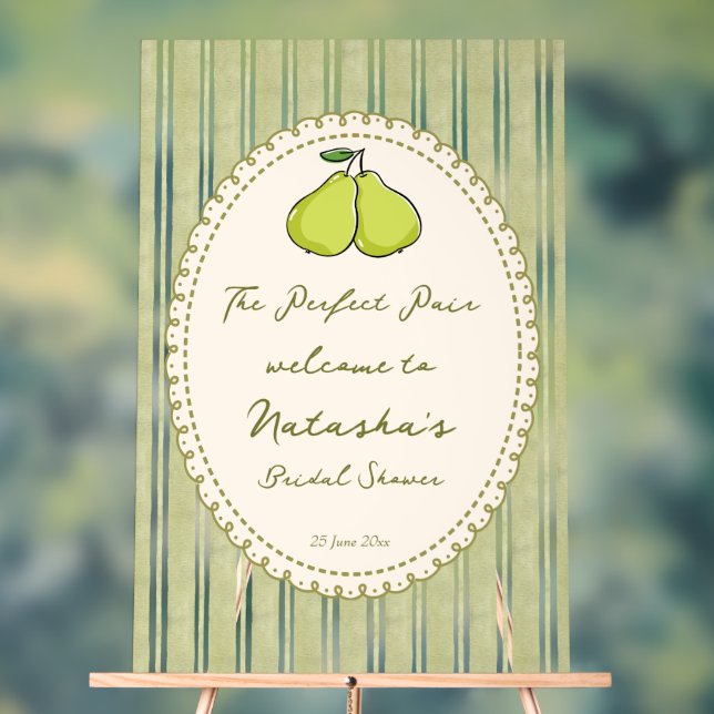 Perfect pair pear bridal shower welcome sign (Neutre)