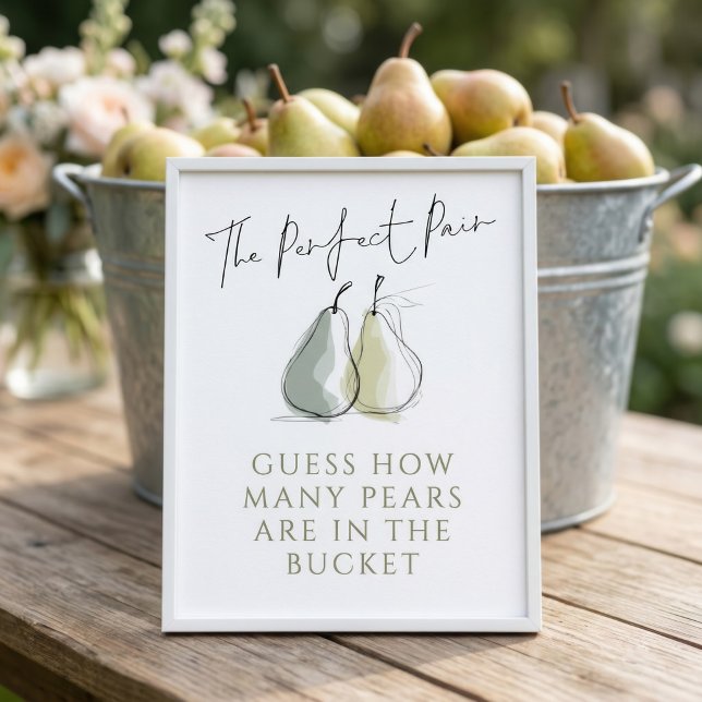 Perfect Pair Pear How Many Bridal Shower Game Poster (Von Creator hochgeladen)