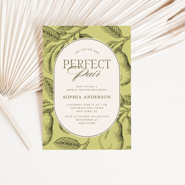 Perfect Pair Vintage Pear Bridal Shower Einladung (Von Creator hochgeladen)