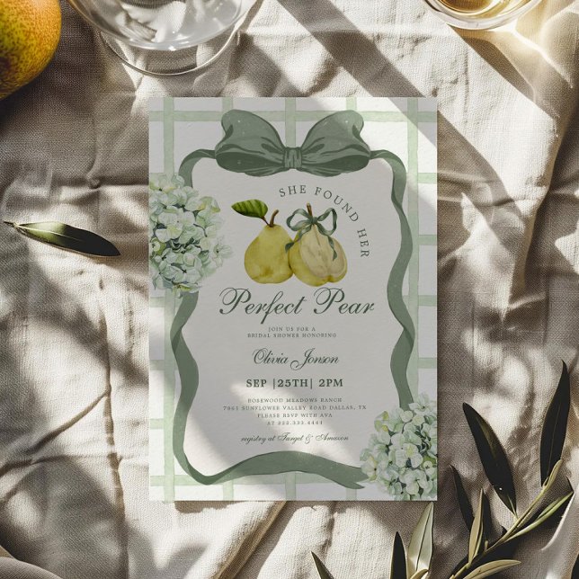 Perfect Pear Pair Sage Green Bridal Shower Einladung (Von Creator hochgeladen)