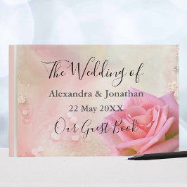 Perfect Pink Roses Wedding Guest Book Gästebuch