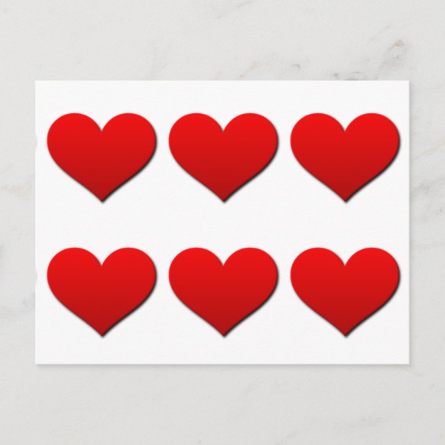 Perfect Red Valentine Hearts Feiertagspostkarte (Vorderseite)