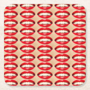 Perfect Smile Femme Fatale Pop Art Rechteckiger Pappuntersetzer