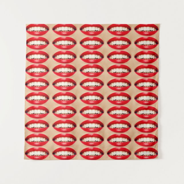Perfect Smile Femme Fatale Pop Art Wandteppich (Vorderseite)