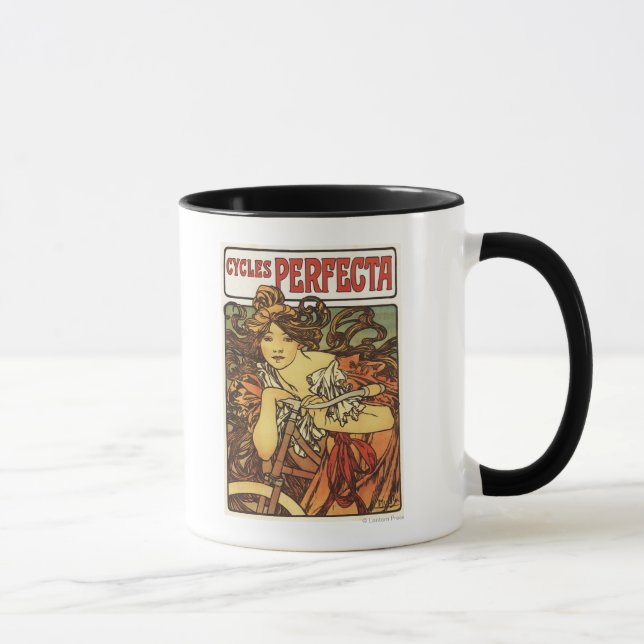 Perfecta Bicycles mit weiblicher Werbeposte Tasse (Rechts)