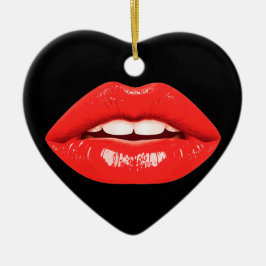 Perfectly Beautiful Lips on a Valentines Day Tree Keramik Ornament