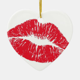 Perfectly Beautiful Lips on a Valentines Day Tree Keramik Ornament