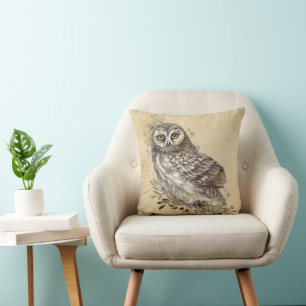 Perfekt für kühne, gemütliche Räume Owl Wasserfarb Kissen