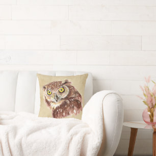 Perfekt für kühne, gemütliche Räume Owl Wasserfarb Kissen