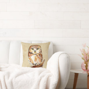 Perfekt für kühne, gemütliche Räume Owl Wasserfarb Kissen