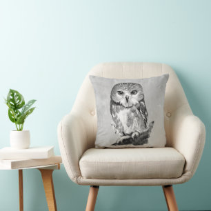Perfekt für kühne, gemütliche Räume Owl Wasserfarb Kissen
