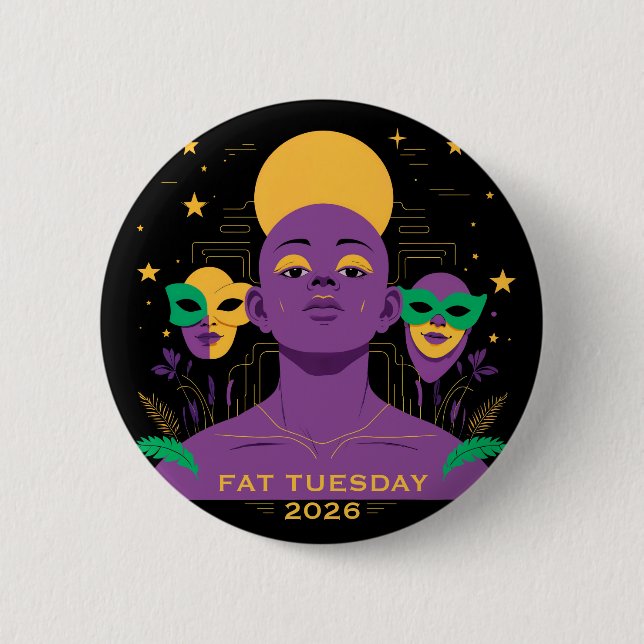 Perfekt für Mardi Gras 2026 Button (Vorderseite)