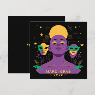 Perfekt für Mardi Gras 2026 Feiertagskarte