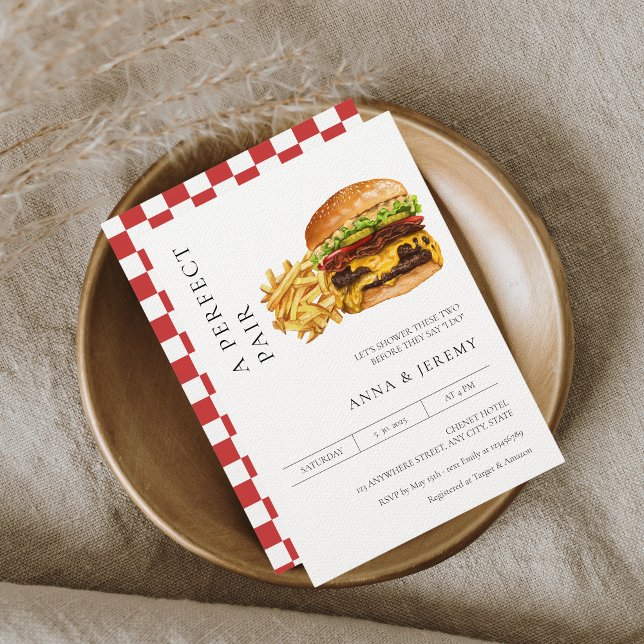 Perfekt für Paare Burgers Fries Paare Dusche Einladung (Von Creator hochgeladen)