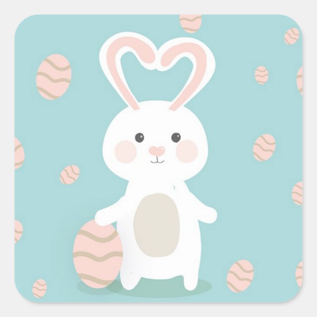Perfekt glücklicher Osterhase Quadratischer Aufkleber (Vorderseite)