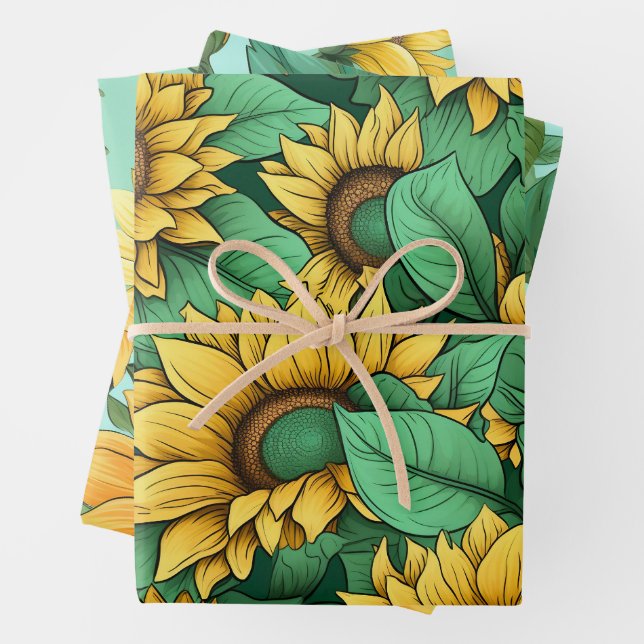 Perfekt Hübsche Sonnenblumenfolien Geschenkpapier Set (Beispiel)