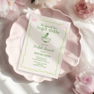 Perfekt Matcha Hand Drawn Bridal Brunch Einladung