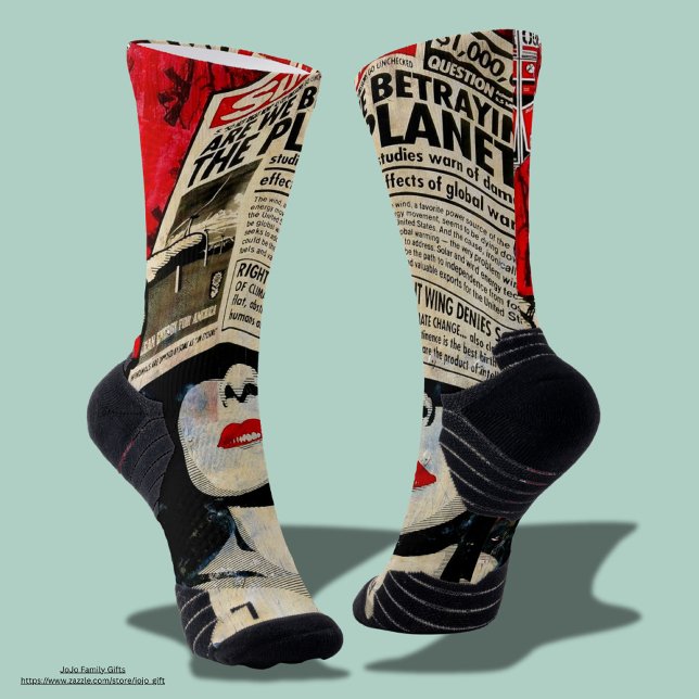 Perfekt Nahtlose Vintage Zeitungsgesicht Socken (Trendy vintage old newspaper socks.)
