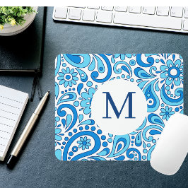 Perfekt Paisley Blue Monogram Mousepad