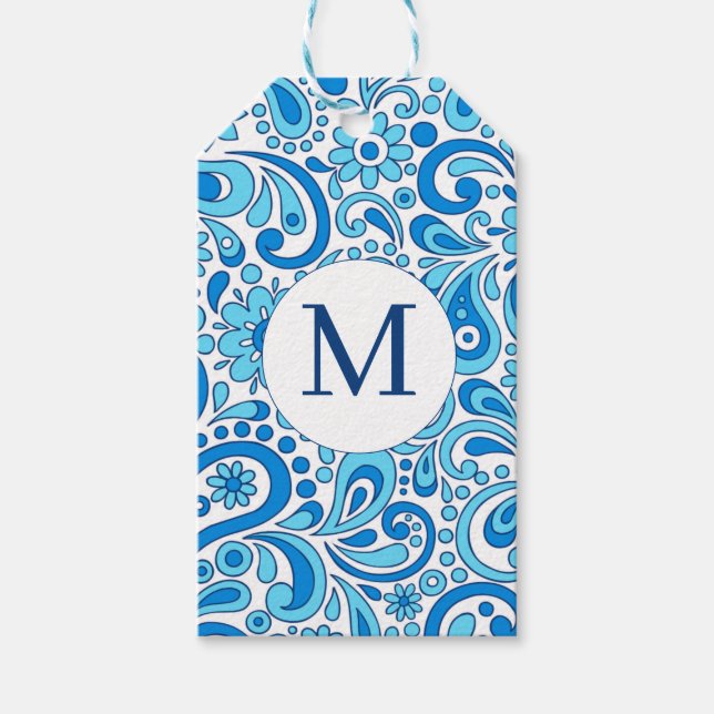 Perfekt Paisley Blue Signature Geschenkanhänger (Vorderseite)