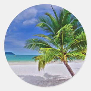 Perfekt Palm Tree Tropical Island Beach Runder Aufkleber
