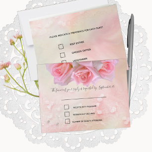 Perfekt rosa Roses Wedding RSVP und Menü