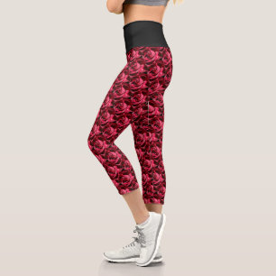 PERFEKT ROTE ROSEN CAPRI LEGGINGS