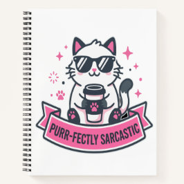 Perfekt sarkastischer weißer Katzenaufkleber Notizbuch