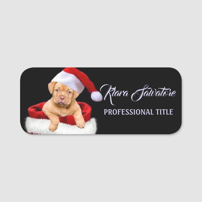 Perfekt Schöner Niedlicher Weihnachtshund Namensschild (Vorderseite)