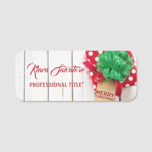 Perfekt Schönes Weihnachts-Rotes Geschenk Namensschild (Vorderseite)