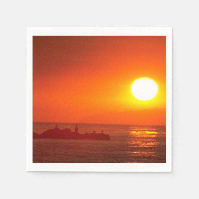 Perfekt Strand Wedding Sonnenuntergang Papier Napk Serviette (Vorderseite)