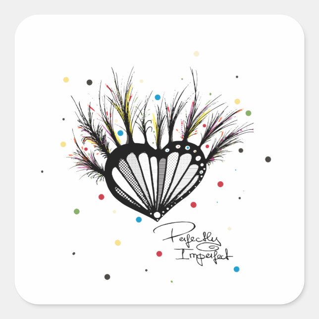 Perfekt unperfekt quadratischer aufkleber (Vorderseite)