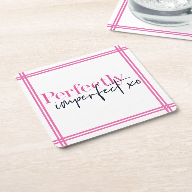 Perfekt Unperfektes Pink Chic Motivierend XO Rechteckiger Pappuntersetzer (angewinkelt)