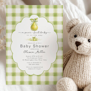 Perfekte Babyparty-Einladung mit grünem Gingham Einladung
