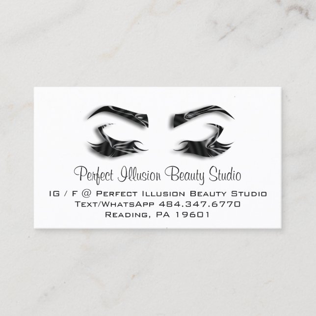 Perfekte Beauty Studio Services Lashes Brows Visitenkarte (Vorderseite)