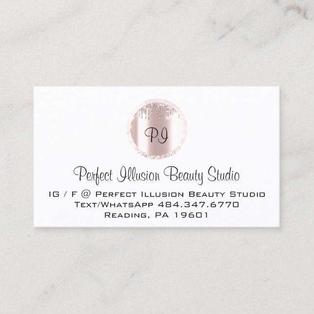 Perfekte Beauty Studio Services Monogram-Rose Visitenkarte (Vorderseite)