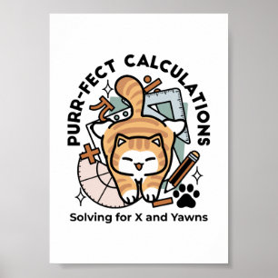 Perfekte Berechnungen – Lustiges Mathe-Katze-Desig Poster