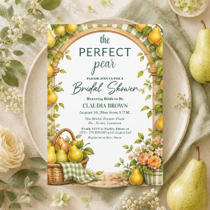 Perfekte Birnen-Grün-Gingham-Brautjungfern-Party Einladung