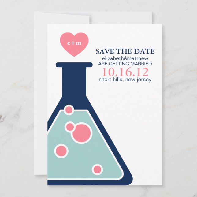 Perfekte Chemie-Hochzeit rettet das Datum Save The Date (Vorderseite)